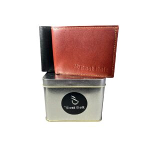 Billetera masculina con tarjetero de cuero.